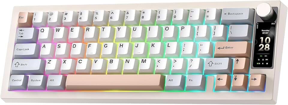 YUNZII IF68 Wireless Mechanical Keyboard (Beige,Candy Switch)