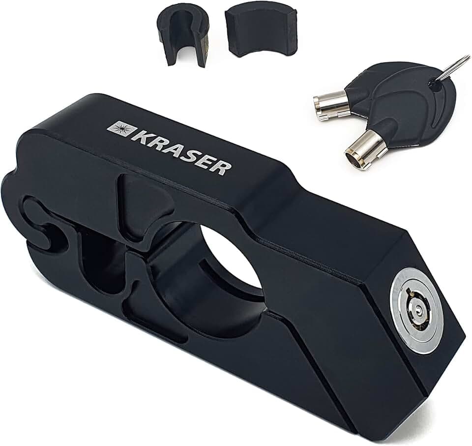 KRASER KR720B Motorrad Bremshebelschloss, Hochwertig Sicherheitsschloss, CNC, Motorradschloss Vespa ATV E-bike Roller, Lenker Bremsschloss, Kupplungsgriff Schloss, Lenkerschloss, Kupplungshebelsperre