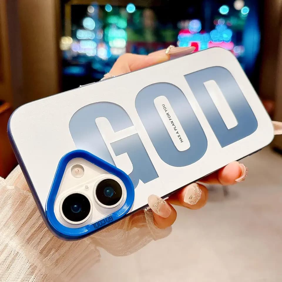 "GOD HAS A Plan for You Phone Case for iPhone 16, Cute Fashion Letter Print Aesthetics Design Simple Case, Soft TPU Slim Shockproof Cover for Girls Women and Men - Blue