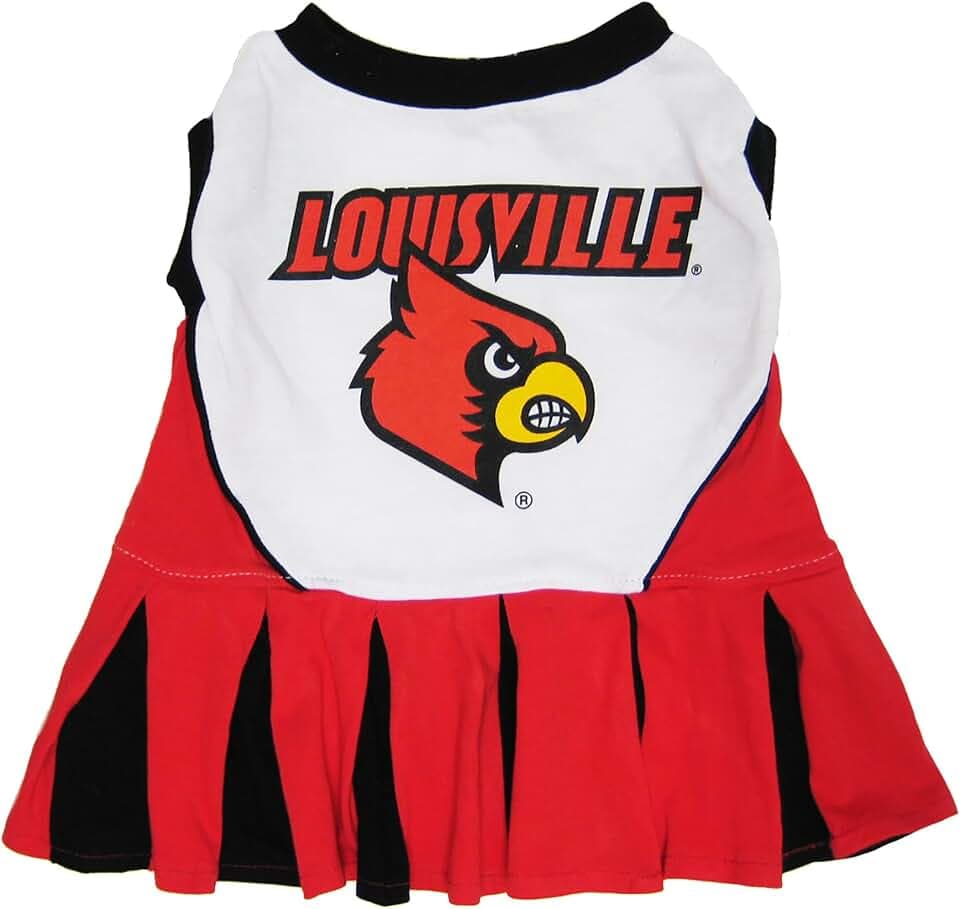 Pets First NCAA Louisville Cardinals Dog Cheerleader Outfit, Small
