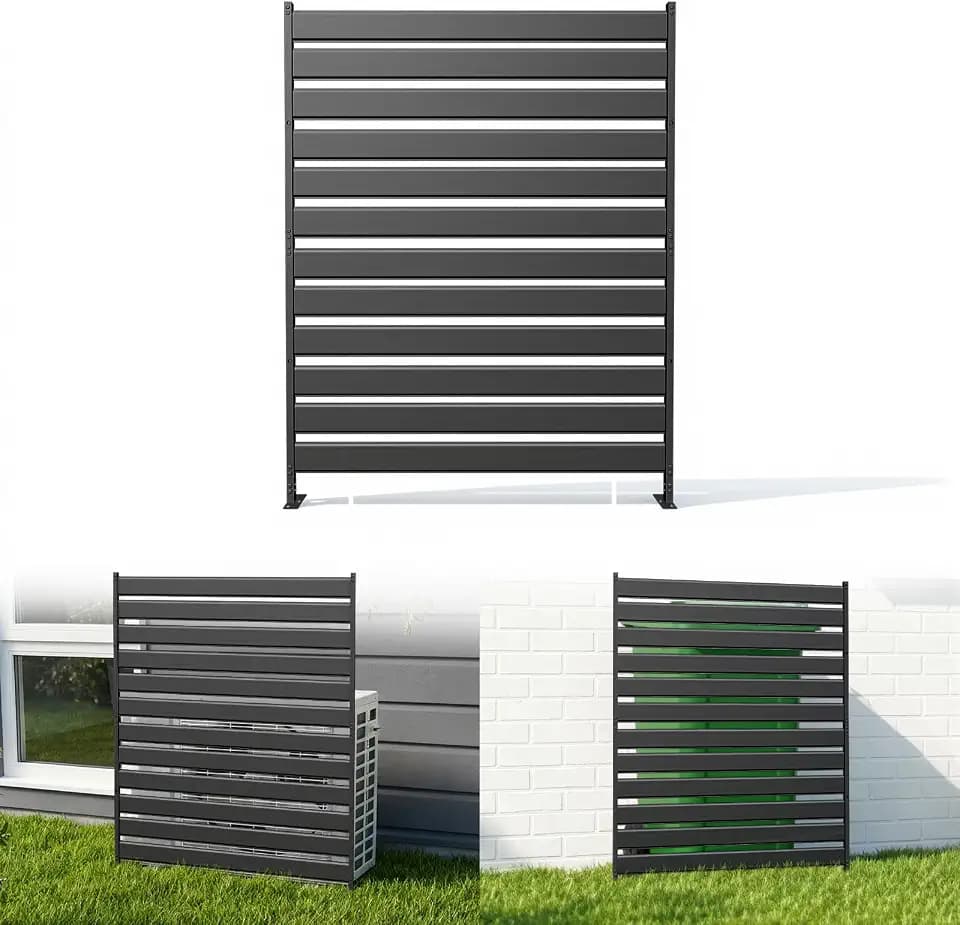 Privacy Fence Screen for AC & Trash, 48" H × 38" W Metal No-Dig Panel
