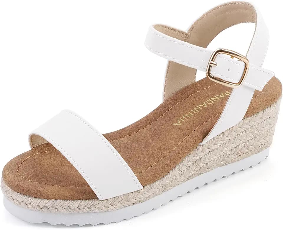 PANDNAINJIA Girls Sandals Wedge Platform Heels Dress Shoes