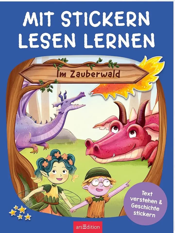 Mit Stickern Lesen lernen – Im Zauberwald: Text verstehen & Geschichte stickern | Leseförderung mit Spaßfaktor | Stickern für Erstleser:innen ab 5 Jahren (Stickern & Lernen)
