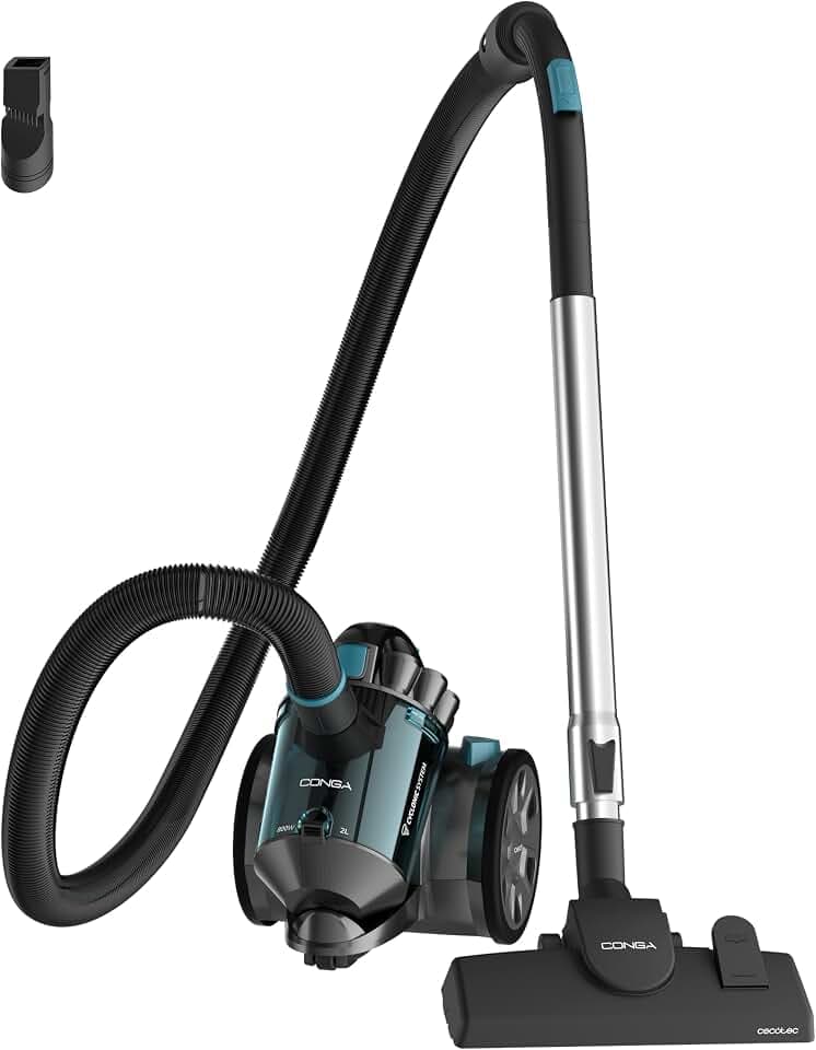 Cecotec Bodenstaubsauger mit 2 Litern Beutelloser Conga Rockstar Multicyclonic Compact X-Treme. 800 W, Ultraleicht und Kompakt, 20 kPa, Aktionsradius 6,2 m, 2-in-1-Zubehör für Möbel und Ecken.