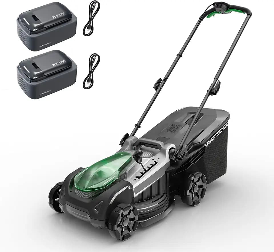 18" Electric Lawn Mower, 40V Self-Propelled Cordless Mower with 2x5.0Ah Batteries & Type-C Cables, Brushless Motor, 2-in-1 Mulching & Bagging, 6-Position Height Adjustment, for Small to Medium Yards