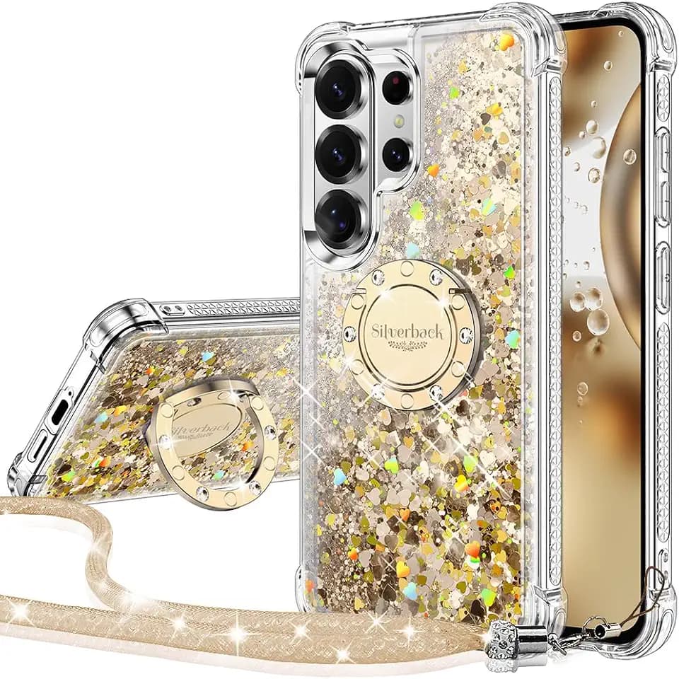 Silverback for Samsung Galaxy S26 Ultra Case with Ring Stand, Clear Gold