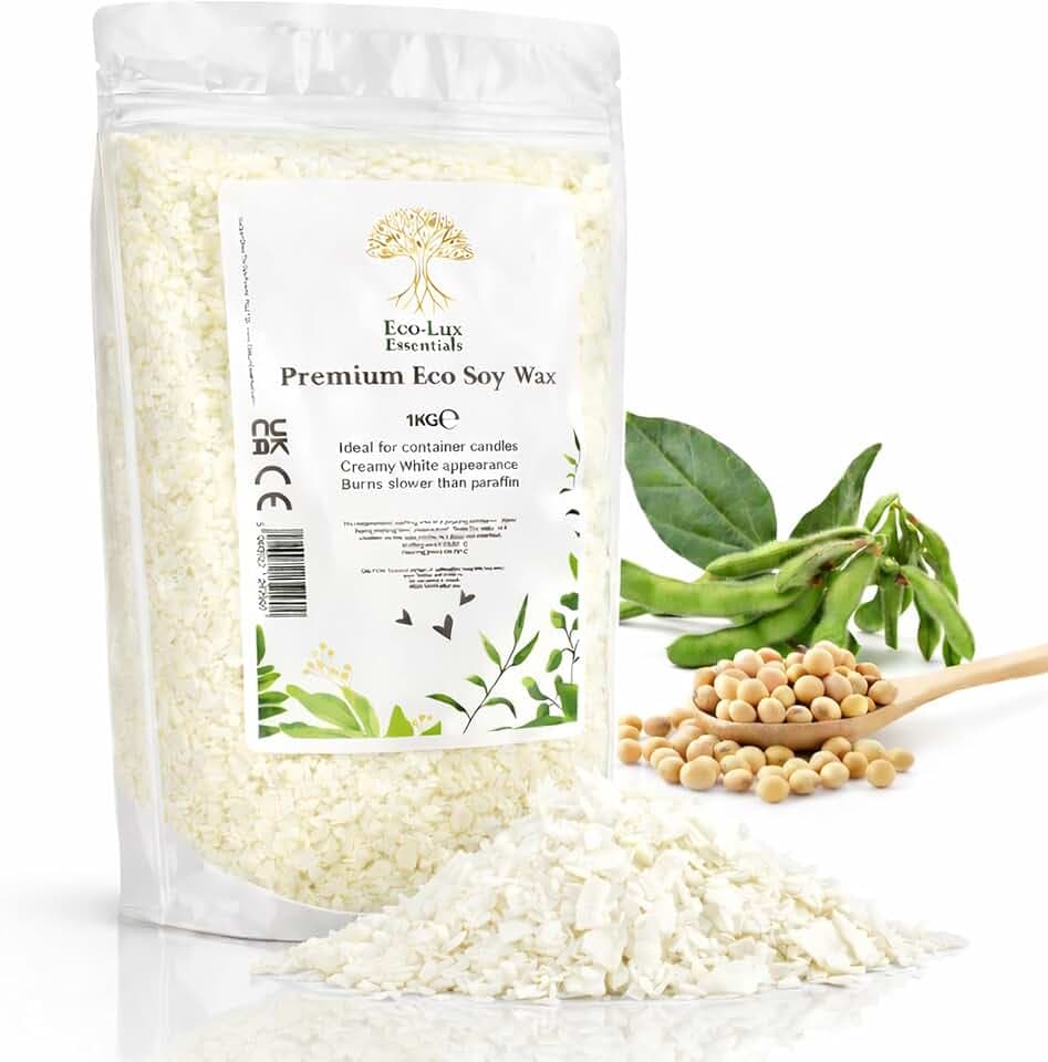 Eco-Lux Essentials Premium Eco Sojawachs, vegan, tierversuchsfrei, 100% natürlich (1 kg), Weiß