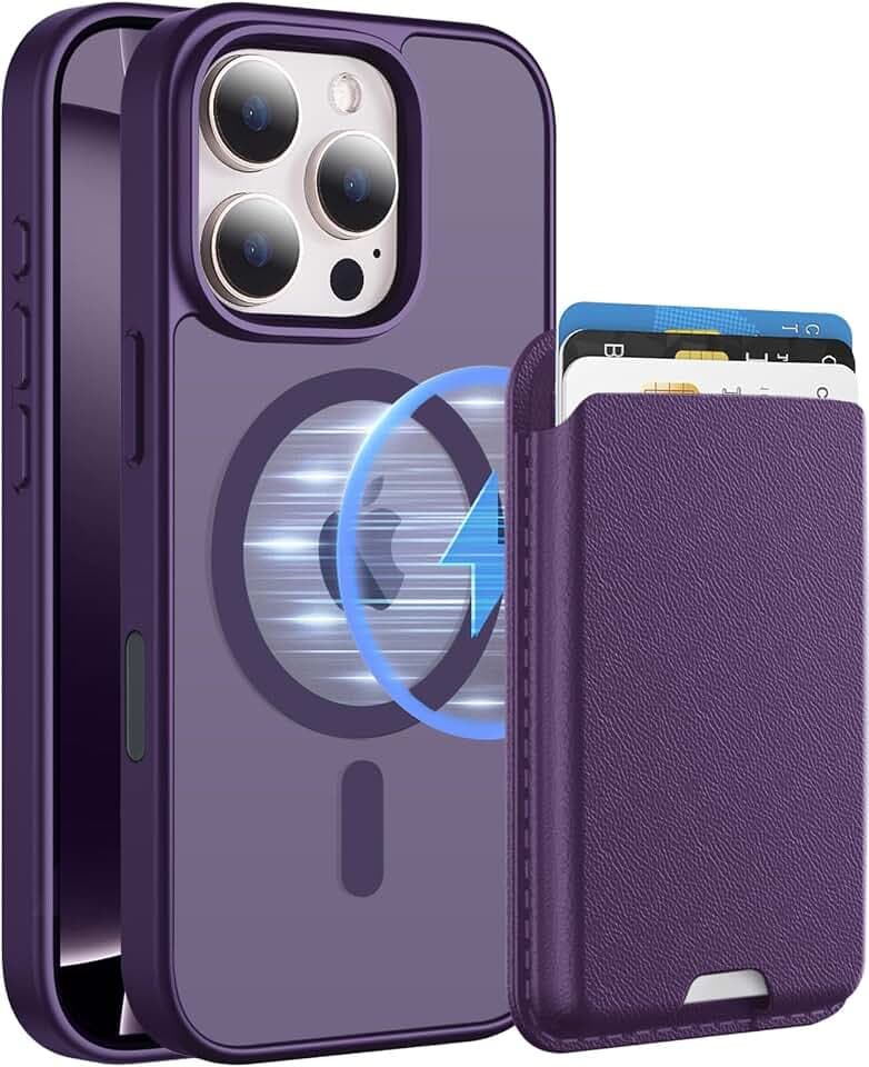 Magnetic for iPhone 16 Pro Max Wallet Case, Purple