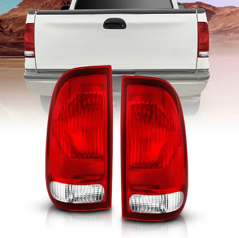 AmeriLite for Ford F-Series F150 F250 F350 SuperDuty Clear Red Factory Style OE Replacement Assembly Halogen Tail Lights Brake Lamps Set - Driver and Passenger Side