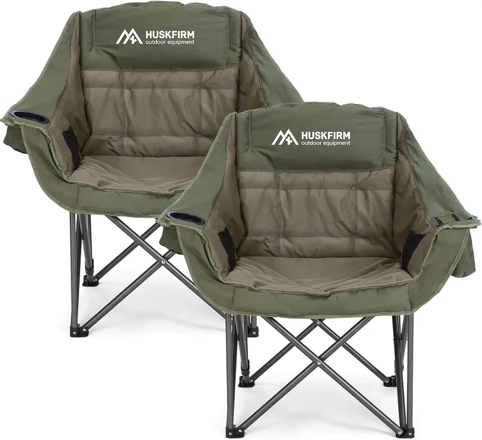 Oversized 2 Pack Camping Chairs, Padded Camping Chair Support 450LBS, Green