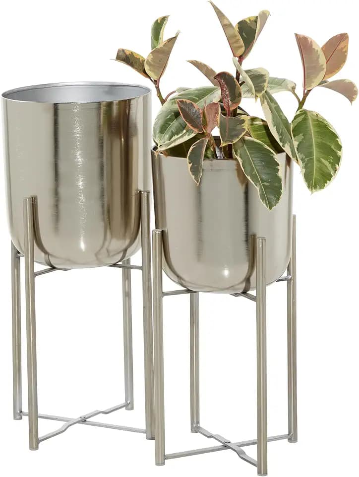 CosmoLiving by Cosmopolitan Metal Dome Planters, Set of 2, Silver