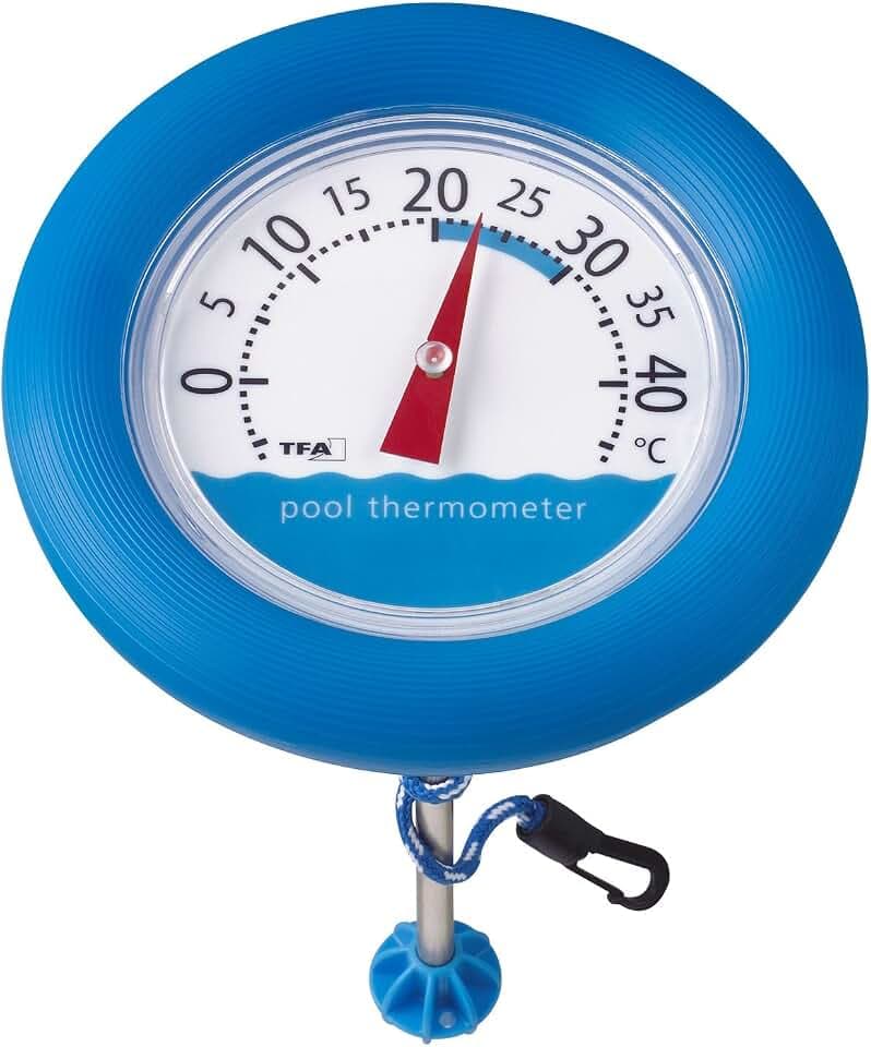 TFA Dostmann Poolwatch analoges Schwimmbadthermometer, 40.2007, geeignet für Schwimmbad, Eisbaden, Teich, Pool oder Whirlpool, einfaches Ablesen der Wassertemperatur, großes Thermometer, blau