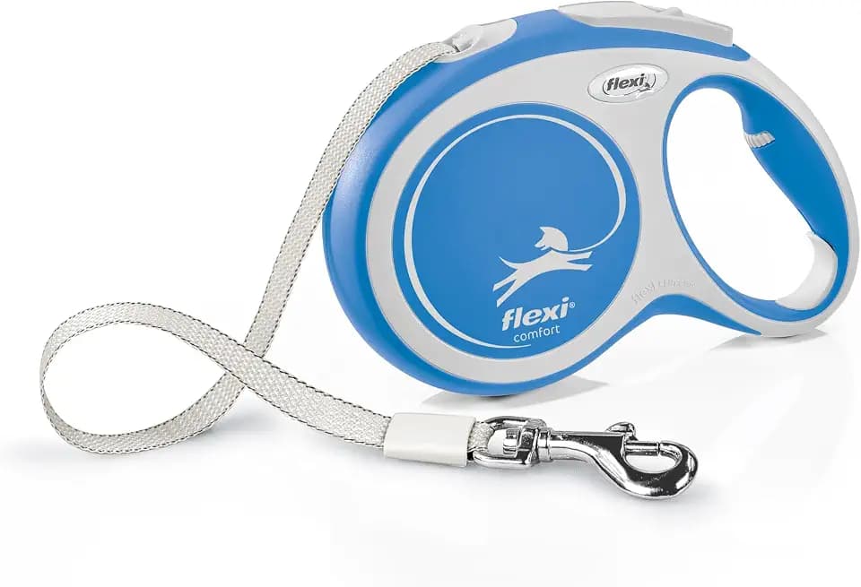 Flexi New Comfort Tape Grey & Blue Large 8m Retractable Dog Leash/Lead for Dogs up to 50kgs/110lbs