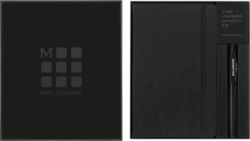 Moleskine x Kaweco, Klassisches Hardcover-Notizbuch und Nachfüllbarer Tintenroller aus ABS-Kunststoff, Nachfüllminen 0,7 mm mit Schwarzer Tinte Inklusive, Farbe Schwarz