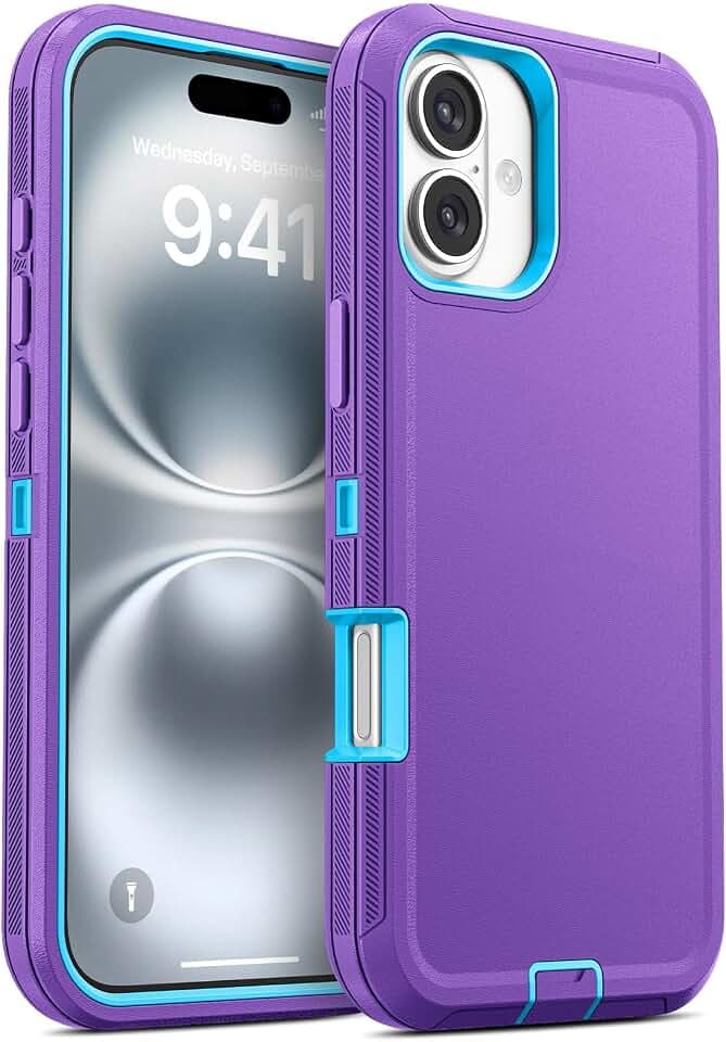 Jelanry for iPhone 16 Plus Case Heavy Duty & Rugged Protection, Purple/Blue