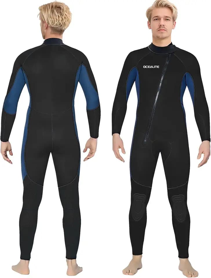 Men’s Front Zip Full Wetsuit, 3mm 4/3mm 5/4mm Neoprene Wetsuits for Surfing, Diving, Snorkeling, Swimming, Flatlock or Blind-Stitch, PU Knee Pads