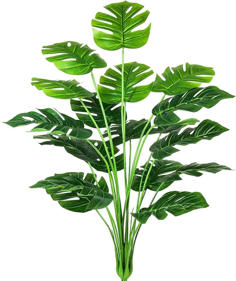 Kunstpflanzen Zimmerpflanze Monstera Kunst Seidenblumen Palme Baum Blatt Real Touch Tropisch Pflanze Grün Künstliche Pflanzen Groß Dekopflanze Grünpflanze Büropflanze Deko Plastik Pflanze