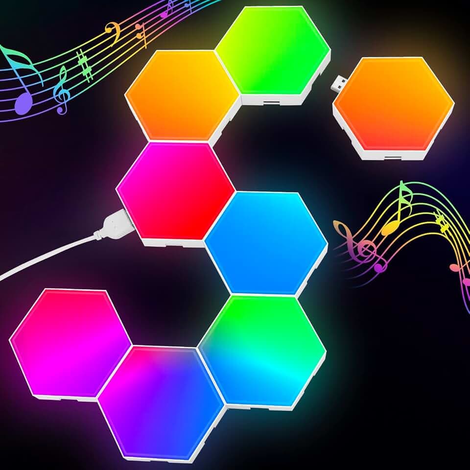 Hexagon LED Panel - RGB Smart Lights Sechseck Wandleuchten Gaming Wand Licht Musik Sync - 8 Pack Lichtpanels Gaming Stimmungslichter Deko