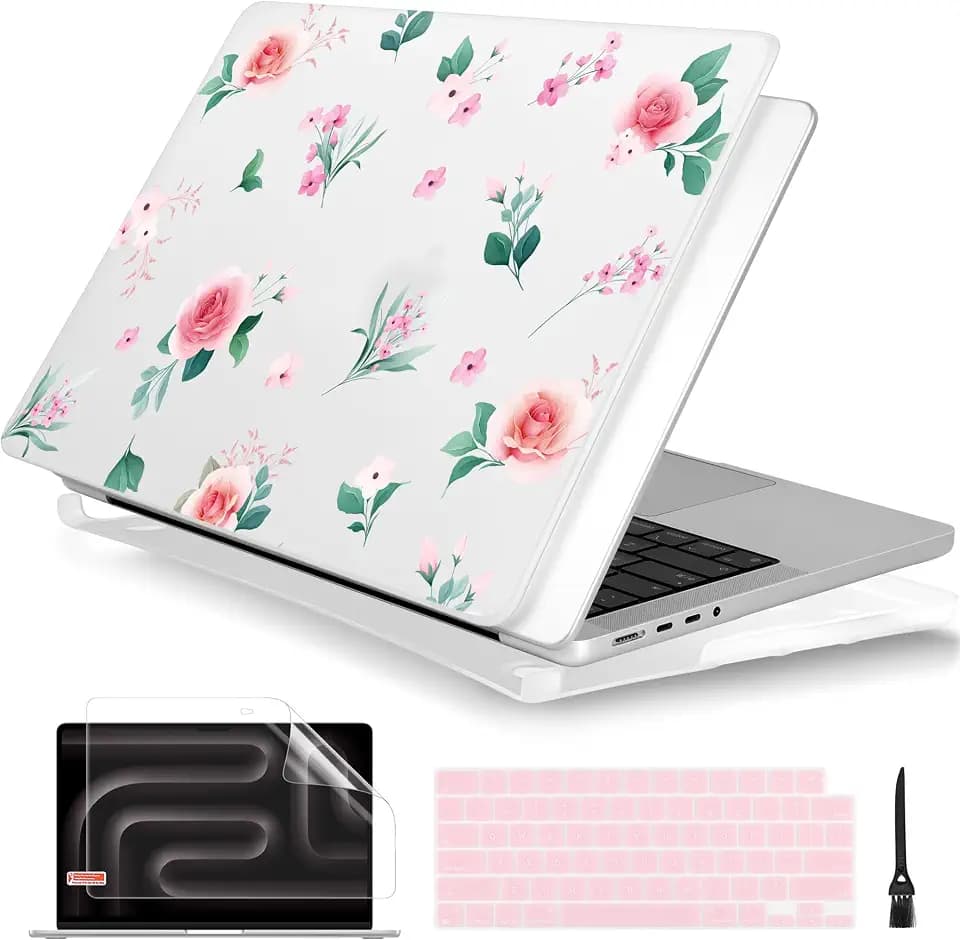 Batianda Aesthetic Case for MacBook Pro 16 Inch 2026-2021, Pink Rose