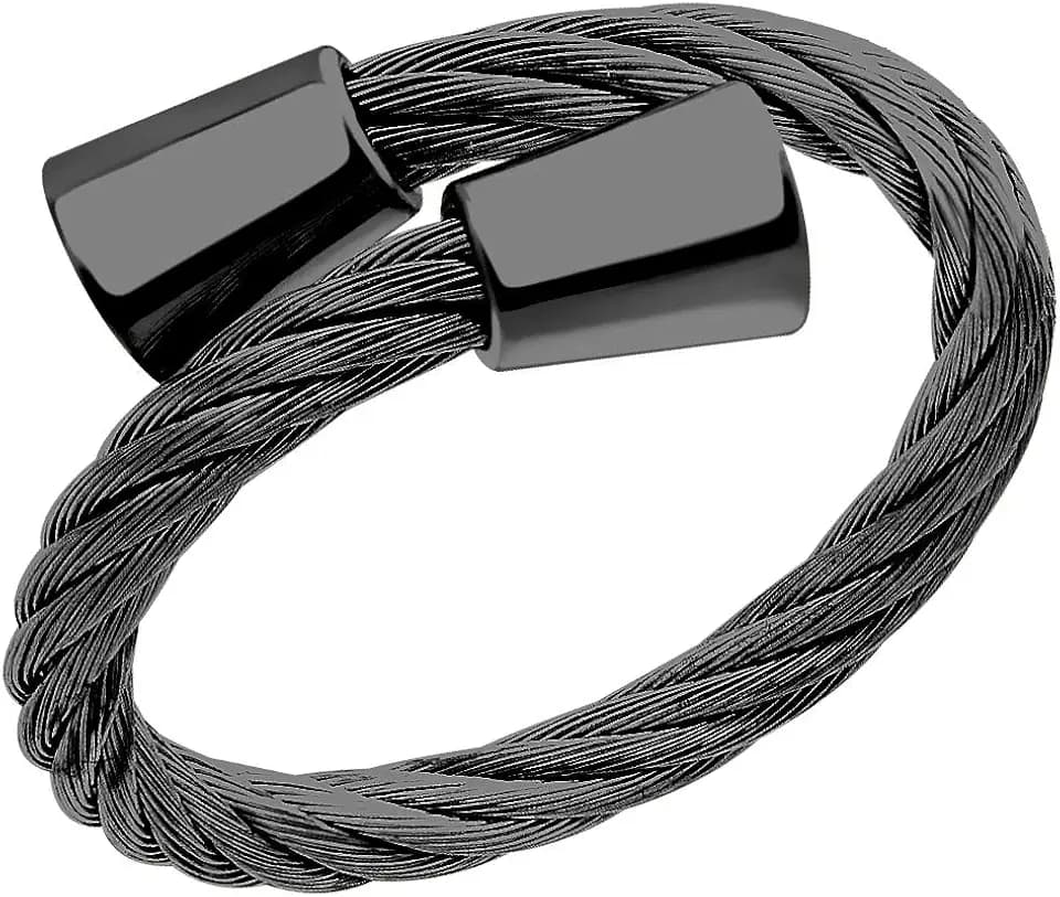 555Jewelry Stainless Steel Twisted Cable Adjustable Open Ring for Women & Ladies