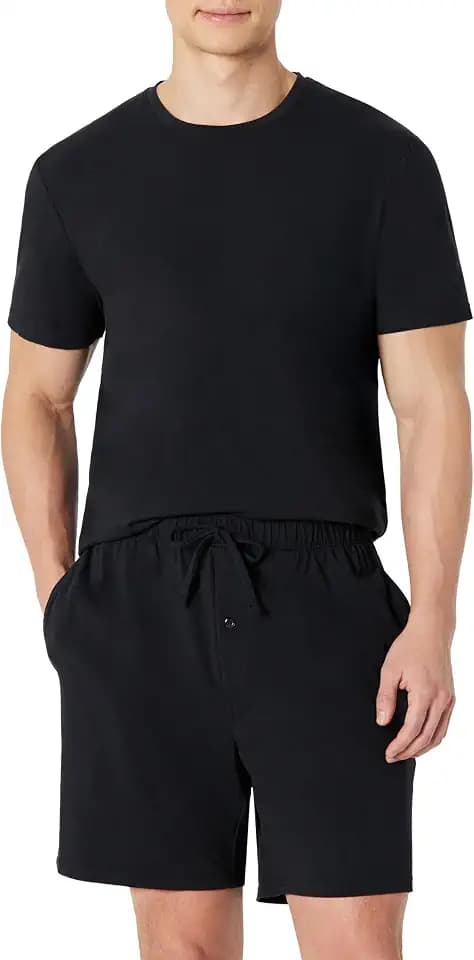 Amazon Essentials Men's Cotton-Modal Pajama Set, Short Sleeve T-Shirt and Shorts