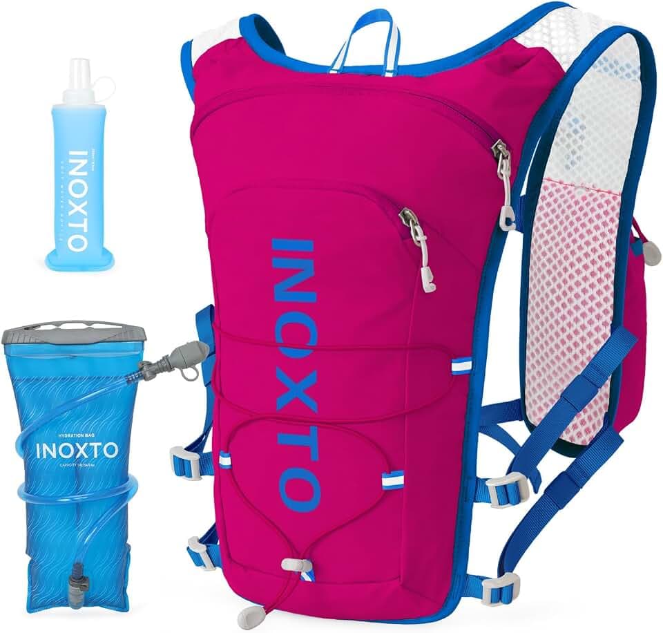 INOXTO Running Hydration Vest Backpack,Lightweight Insulated Pack with 1.5L Water Bladder Bag Daypack for Trail Hiking Running Cycling Race Marathon for Women Men