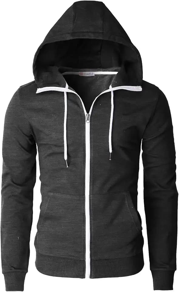H2H Men's Slim Fit Zip Up Lightweight Long Sleeve Basic American Flag Printed Hoodie SweatShirt