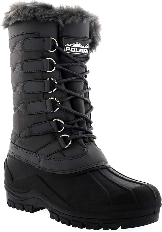 Damen Nylon Kaltes Wetter Im Freien Schnee Ente Winter Regen Pelz Cuff Lace Stiefel
