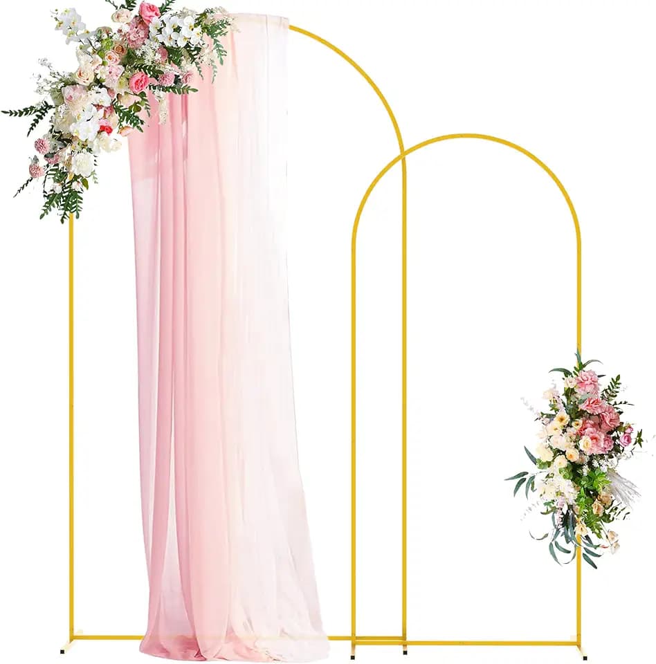 Wokceer Hochzeitsbogenständer, 2 m, goldfarben, Metall, Hintergrundständer, 2 Stück, für Geburtstagsparty, Hochzeitszeremonie, Babyparty, Abschlussfeier, Dekoration