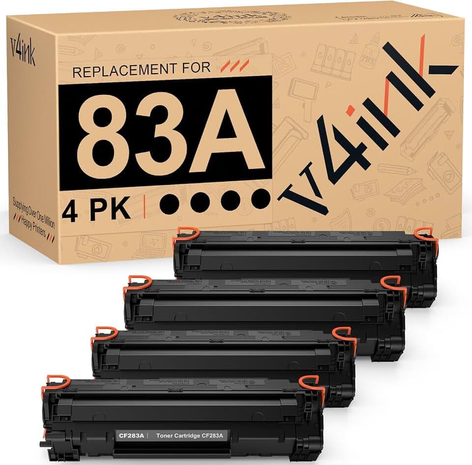v4ink 83A Toner Cartridges Black Compatible for HP 83A CF283A BK 4-Pack