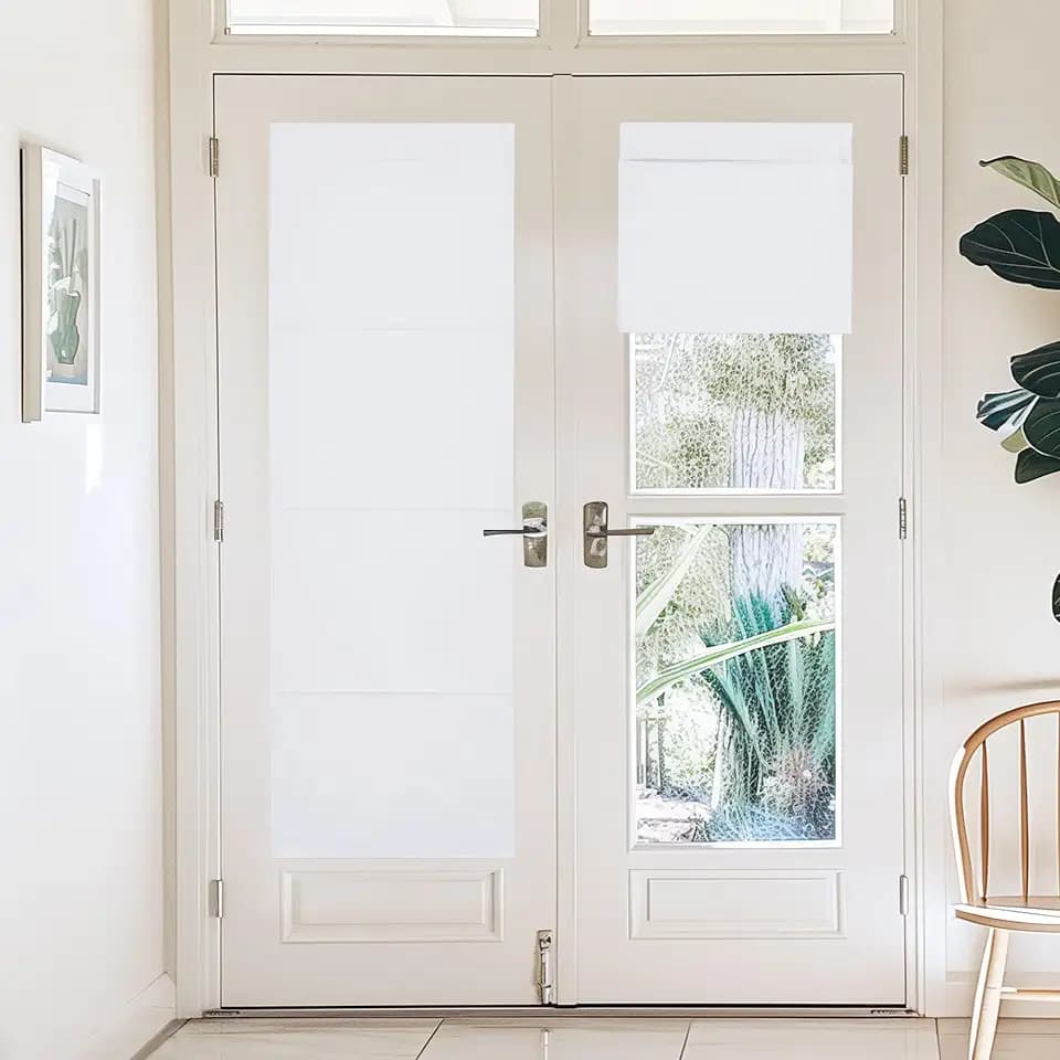 NICETOWN White Magnetic Door Roman Shade for French Glass Window