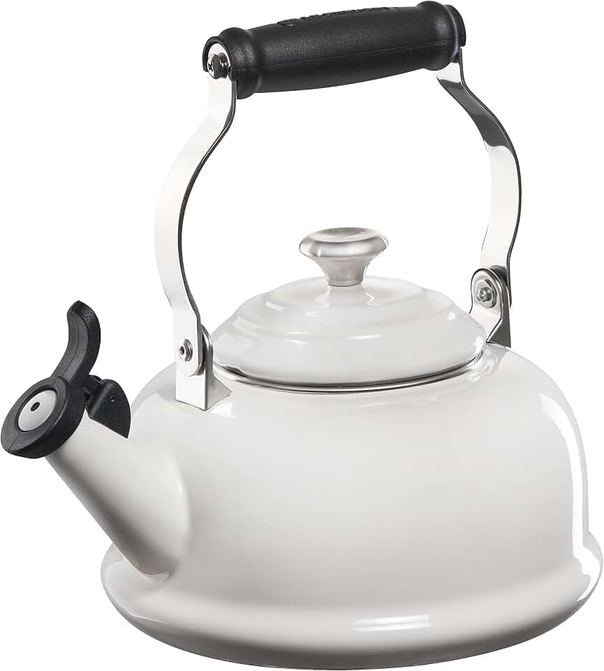 Le Creuset Enamel On Steel Whistling Tea Kettle, 1.7 qt., White