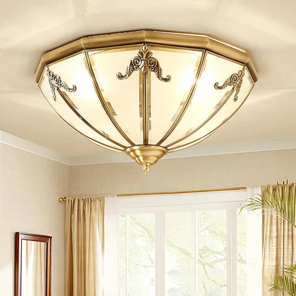 18 Inch Brass Flush Mount Ceiling Light Fixture for Living Room