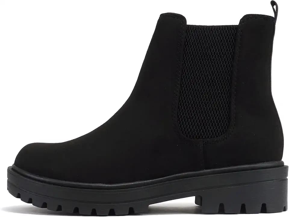 Soda Pilot ~ Women Lug Sole Low Heel Chelsea Fashion Ankle Bootie w/Double Elastic Gore