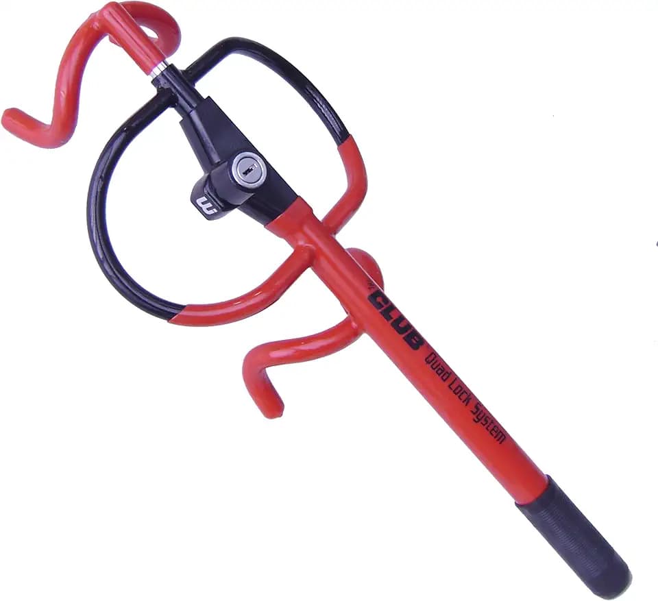 The Club 7500 Quad Lock Club Vehicle and Air Bag Anti-Theft Device, Red