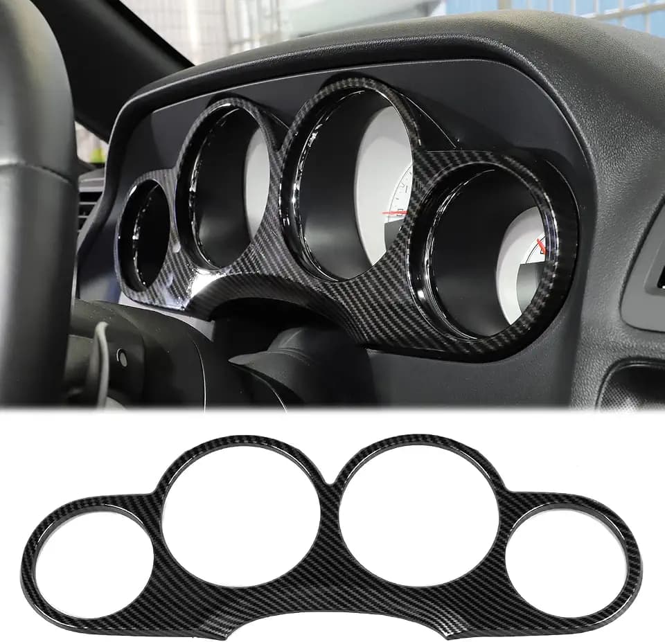 Linskip Carbon Fiber Dashboard Trim Fit for 2010-2014 Dodge Challenger, Dash Instrument Frame Cover for Dodge Challenger Interior Accessories(Black)