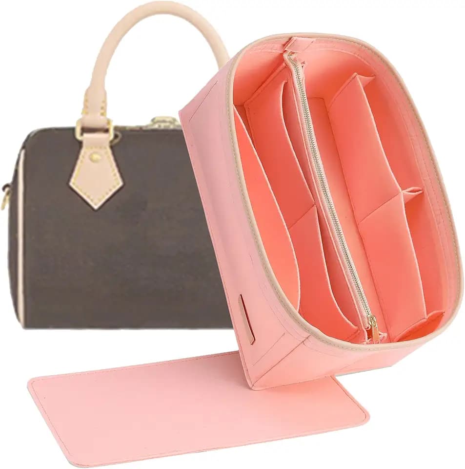 Doxo Felt Purse Organizer Insert & Base Shaper 2pc Set for Speedy 25, Pink