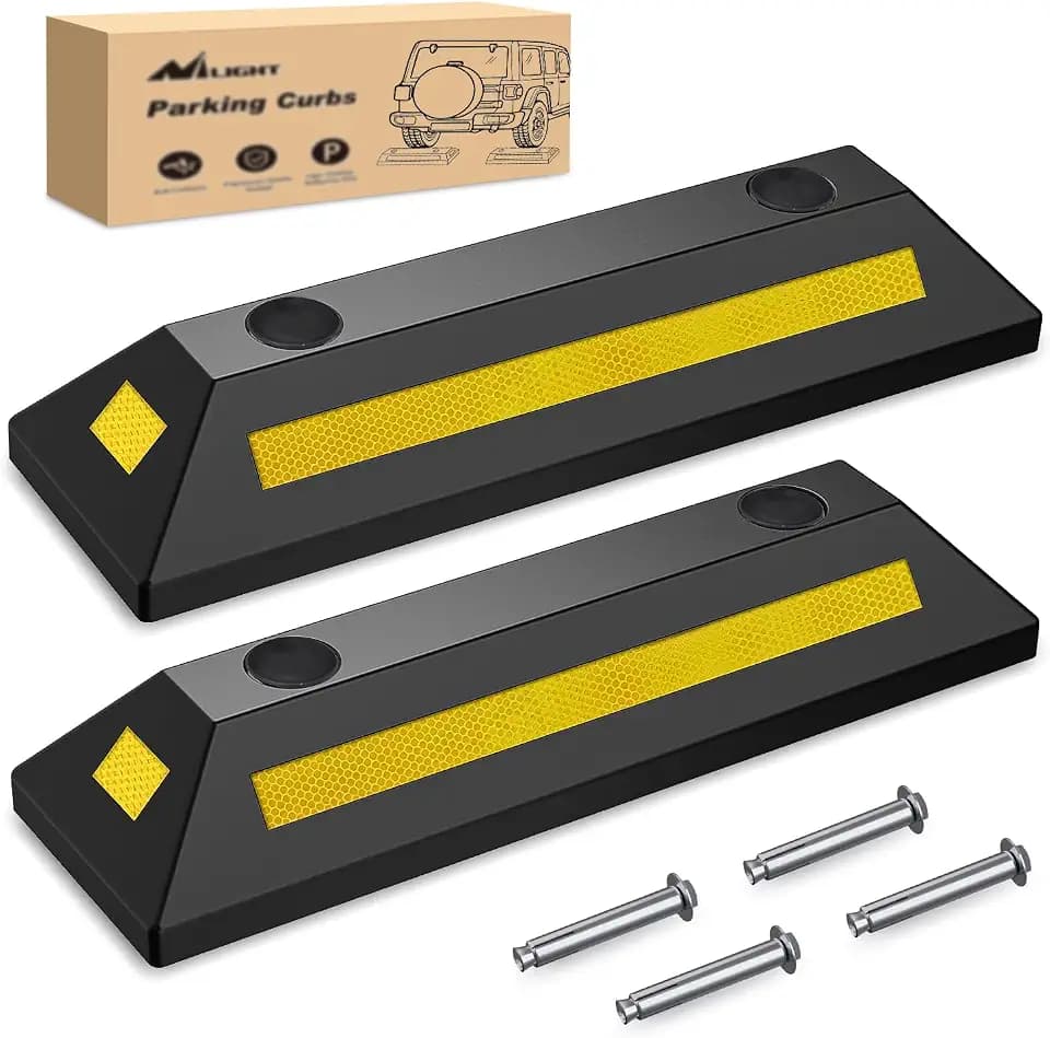 Nilight Rubber Parking Curb Wheel Stop for Garages and Driveways, 2-Pack