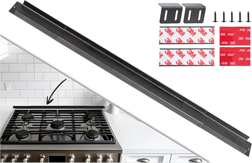 Expandable Rear Stove Gap Cover for Slide-In Ranges – Stainless Steel, Black Powder Coated – Adjustable Up to 32″ – Dual Install Options (2.25 inch WIDE)