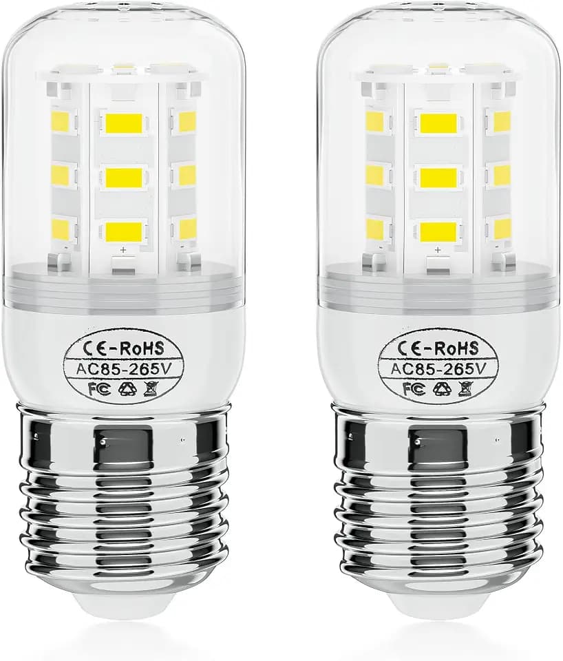 Upgraded KEI D34L Refrigerator Bulb 5304511738 LED Refrigerators Light Bulbs Fit for Frigidaire Kenmore, RefrigeratorS Light Bulb Replacement (3.5W 85V-265V E27 White Light)-2Packs
