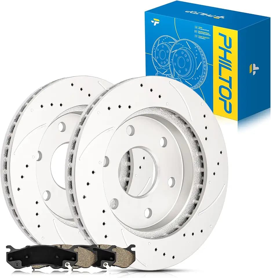 PHILTOP Front Disc Brake Rotors + Ceramic Pads Kit for Silverado 1500