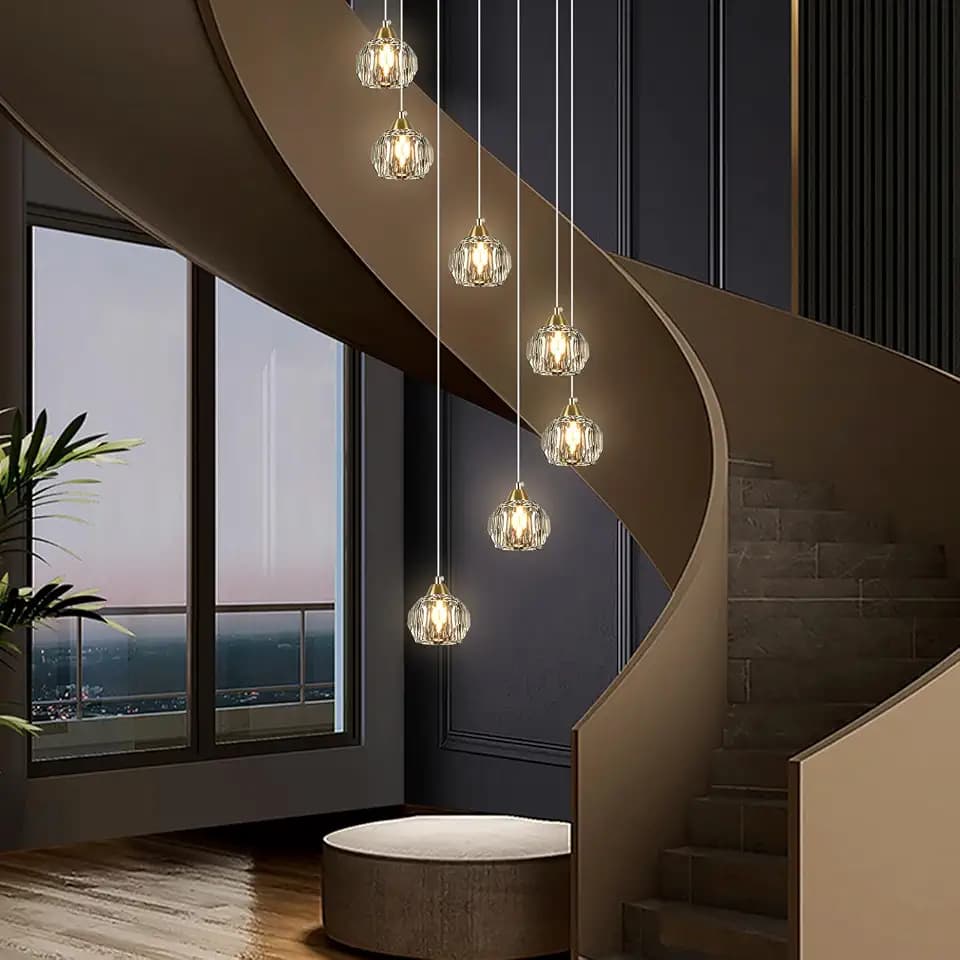 Weesalife Crystal Chandeliers for Staircases，7-Lights
