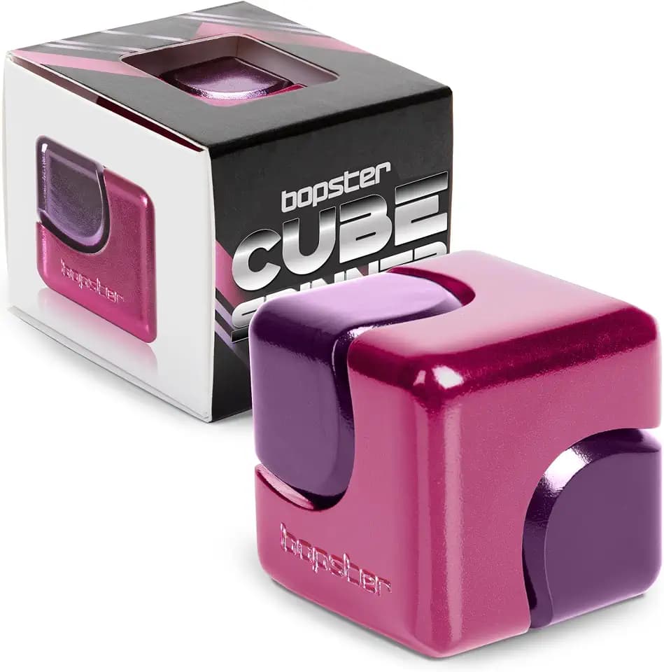 bopster Fidget Cube Handspinner | Handspinner aus eloxiertem Metall | Sensorisches Zappelspielzeug und Stressabbau für Kinder und Erwachsene | ADHS, ADS, Autismus | Rosa & Lila