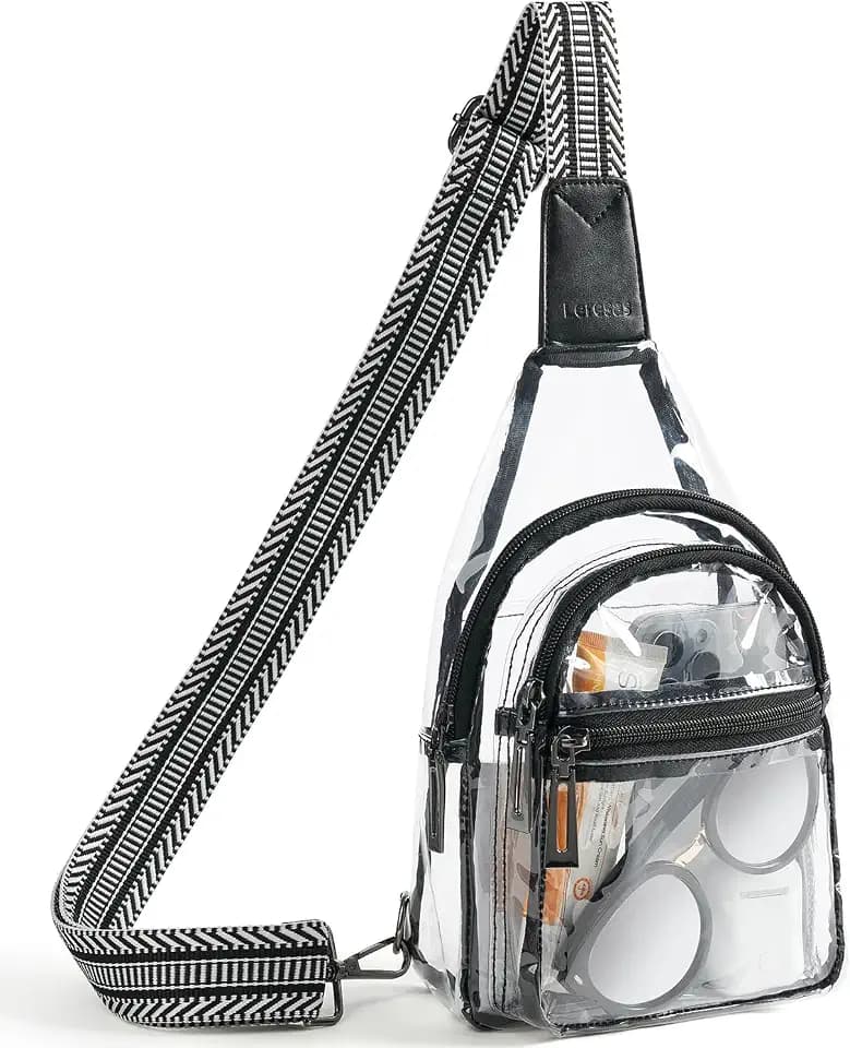 Leresas Clear Sling Bag Stadium Approved for Women Men Clear Purse Backpack Clear Crossbody Fanny Pack Stadium Events Concert