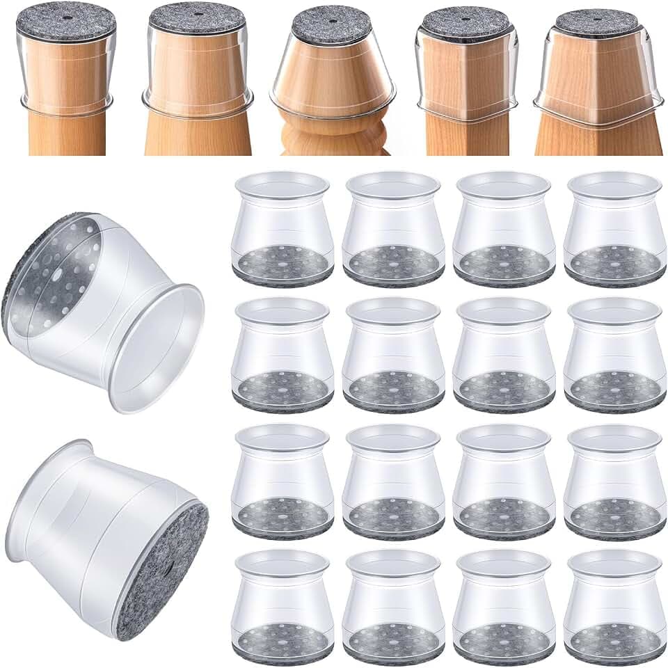 OASMU 16 Pcs Chair Leg Floor Protectors for Hardwood Floors Silicone Large