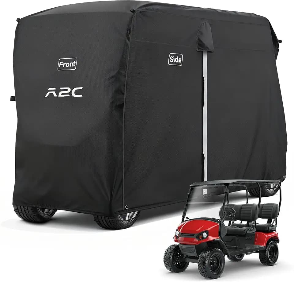 A2C Golf Cart Cover, 600D Heavy Duty Waterproof 4 Passenger Cart Cover,UV Resistant & Windproof Covers, Compatible with EZGO, Club Car, Yamaha