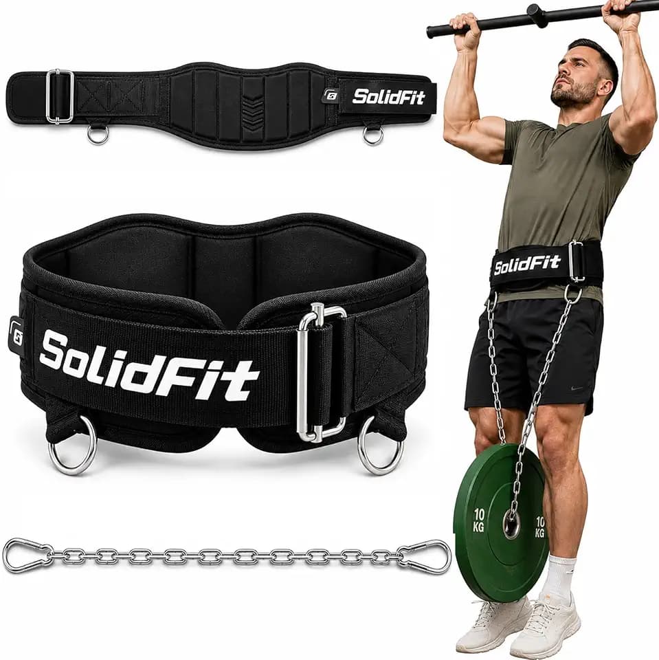 Dip Belt with Chain for Weightlifting Squat Pull Up Training Deadlift Gym