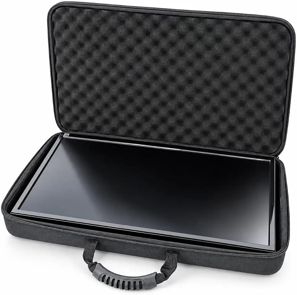CASEMATIX Portable Monitor Case, Hard EVA Travel Carrying Case for 15.6"–24" Portable Monitors, External Monitors & Second Screens, Protective Monitor Case with Foam, Handle & Shoulder Strap