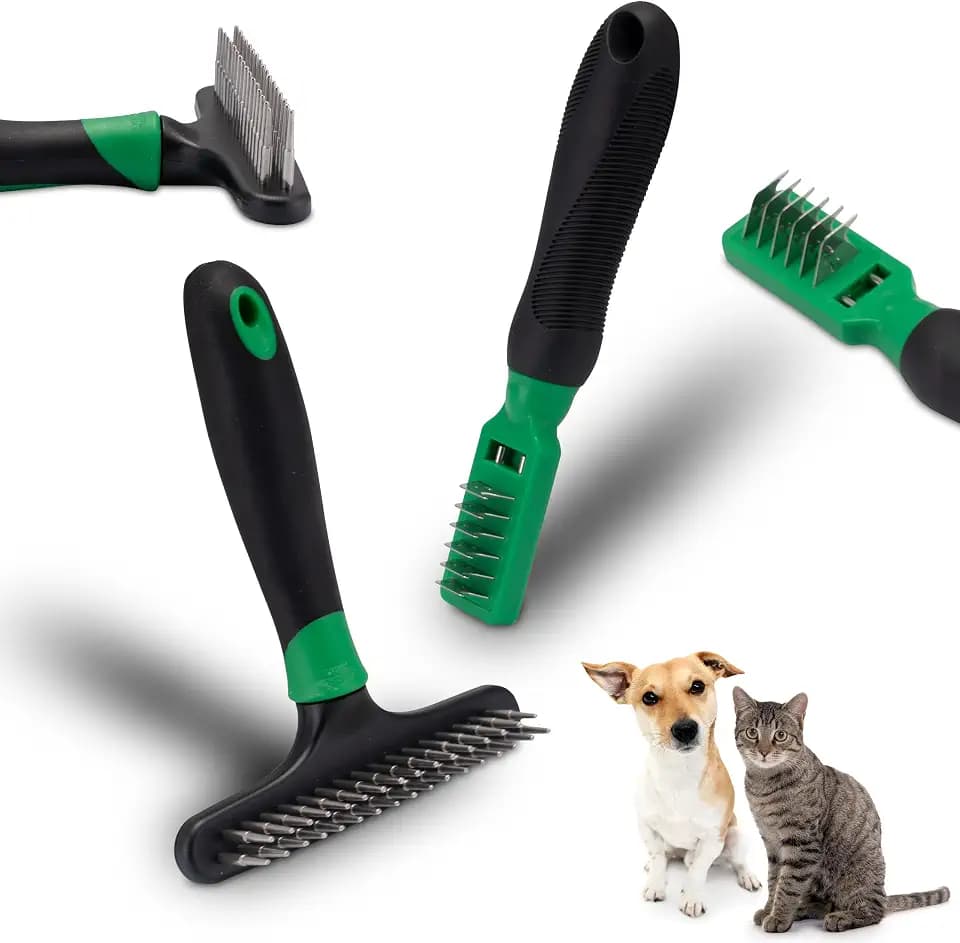 2er Set Entfilzungsbürste und Entfilzungsstriegel - Effektives Katzen- und Hundezubehör für Fellpflege & Krallenpflege, Ideal für Langhaar & Kurzhaar - Inklusive Katzenbürste und Hundebürste