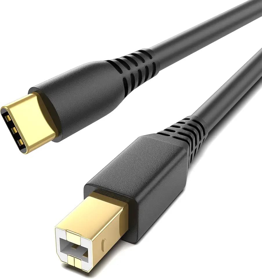 ULIFTUS USB-B to USB-C Printer Cable 6.6FT, Gold-Plated USB Type C to Type B Cord for MacBook Pro/Air HP, USB C MIDI Cable for Yamaha Piano DJ Controller Keyboard, Printer Cable 2m 2-Pack